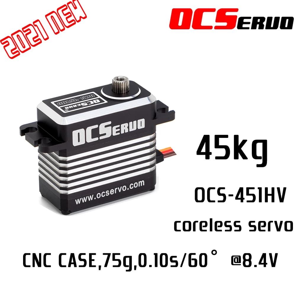 OCS-451HV 8,4 V 45 kg.cm 73 g 0,10 S/60 ° Motore coreless ad alta tensione con coppia elevata Servo ingranaggio in acciaio tutto scatola CNC impermeabile
