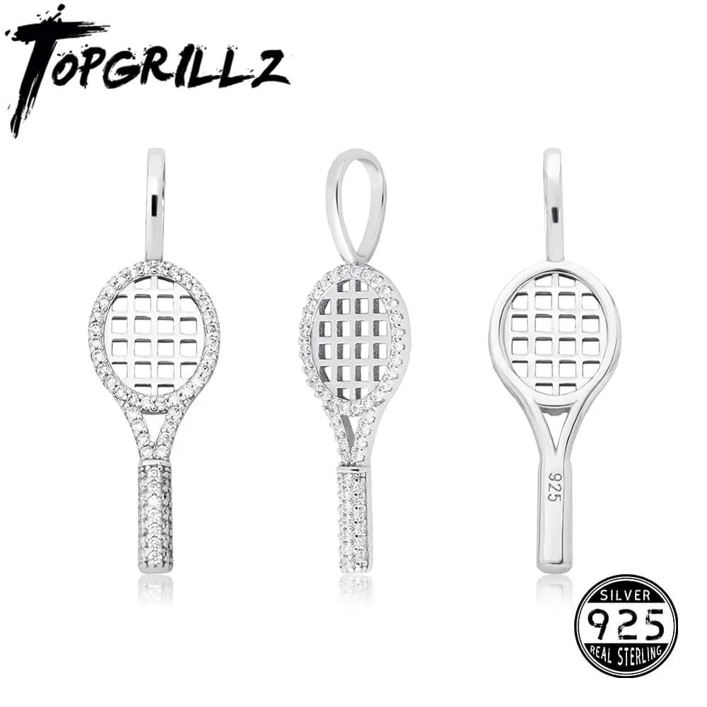 TOPGRILLZ New 925 Sterling Silver Tennis Racket Women's Silver Pendant 100% Fashion Fragile World Gift Box