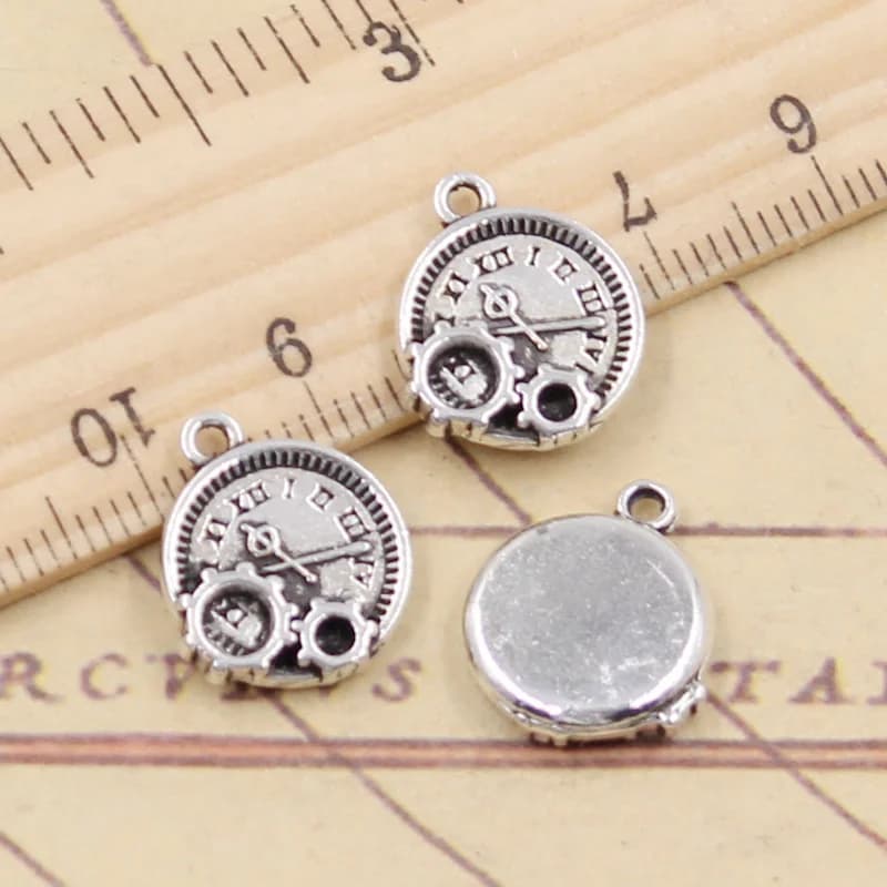 10 pezzi di ciondoli orologio da tasca 17x13mm pendenti color argento tibetano creazione di gioielli antichi artigianato fatto a mano fai da te
