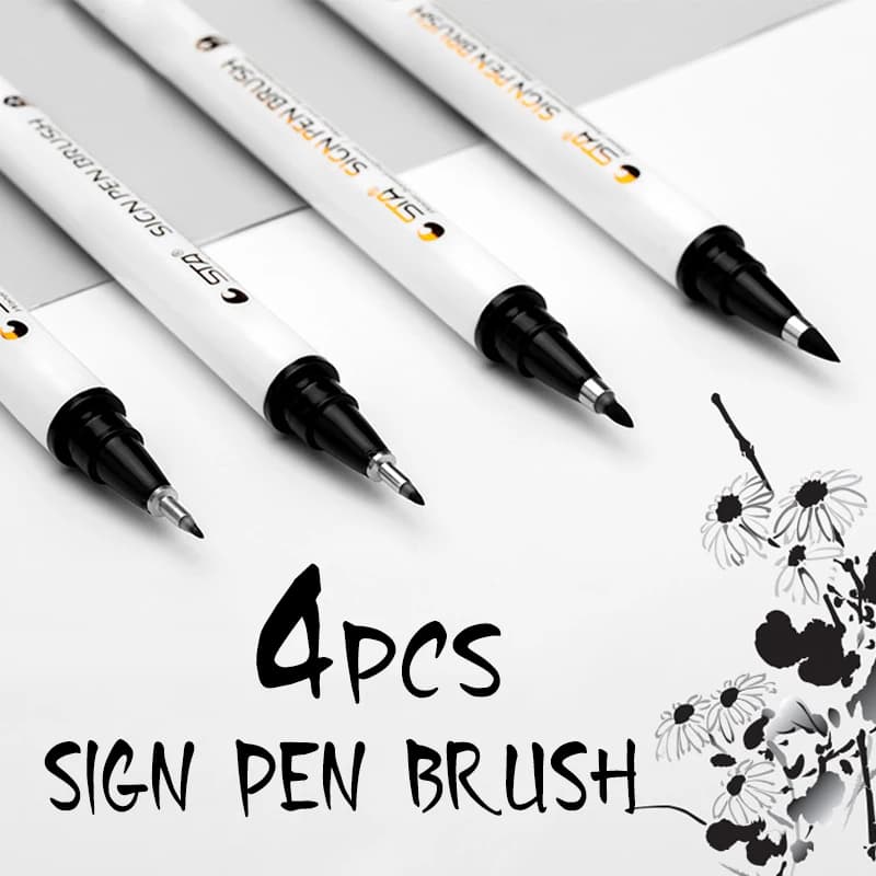 STA 4 size Beauty pen Japanes Calligraphy Pen Waterproof Markers Soft Brush Pens Lettering Writing Drawing School Art Supplies