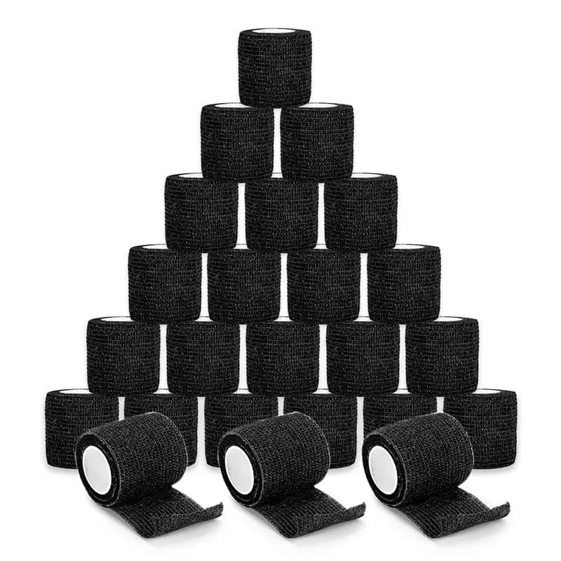 Nastro nero Maniglia per tatuaggio Fasciatura antiscivolo Atletico Non tessuto Impermeabile monouso Benda elastica autoadesiva Grip Cover Wrap