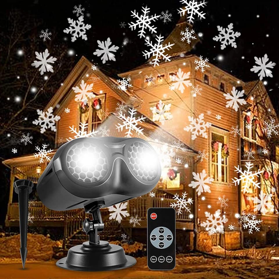 Proiettore di luce Laser a LED per nevicate di natale IP65 fiocco di neve paesaggio Spotlight lampada da palcoscenico per decorazioni per feste in giardino all'aperto