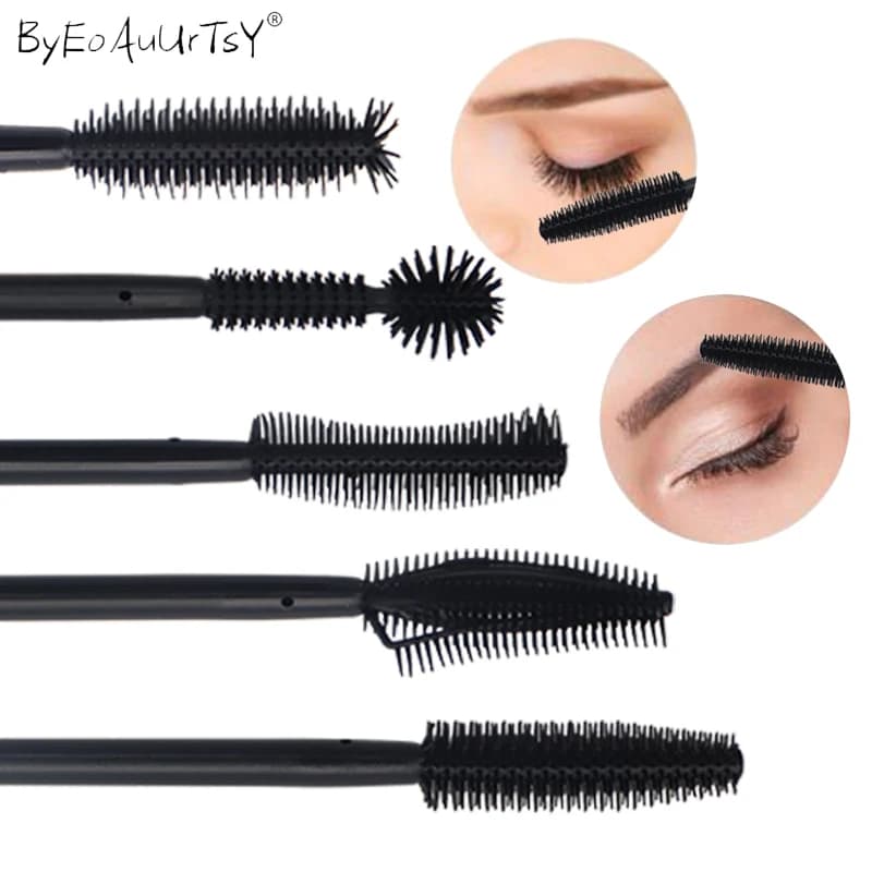 50 pcs Silicone Soft Eyelash Brush Black Mascara Bacchette Extension of Professional Eyelashes Beauty Salon Tools Use And Drop