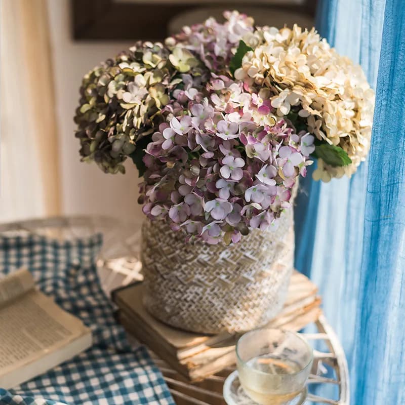 Fiori artificiali vaso di ortensia di seta per matrimonio piante finte Decorative accessori per la decorazione della casa materiale ghirlanda di natale