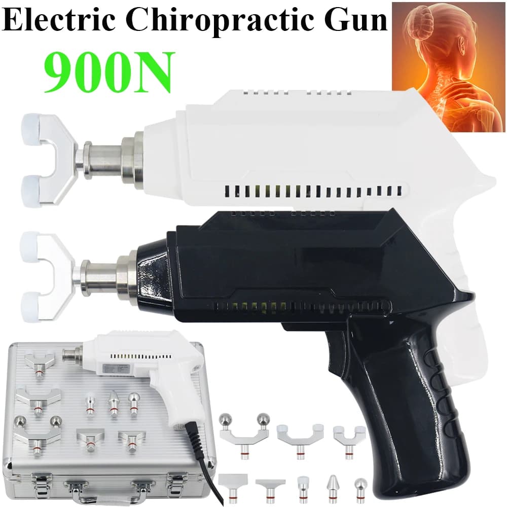 Portable Electric Chiropractic Gun Massage Chiropractic Adjustment Tool 8 Heads Spinal Correction Strength Adjustable Massage 900N