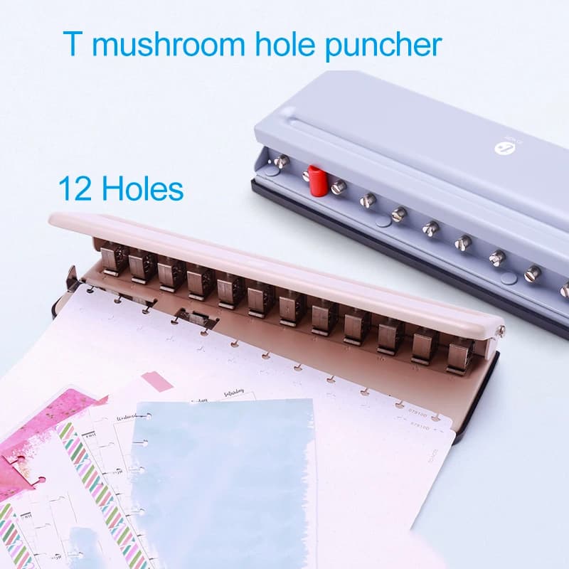 T Fungo Perforatrici 12 fori Puncher Disco Anello Bound Sistema di Accessori Per Notebook A4/A5/A6/A7/b5 H Planner Ufficio di Rilegatura Forniture