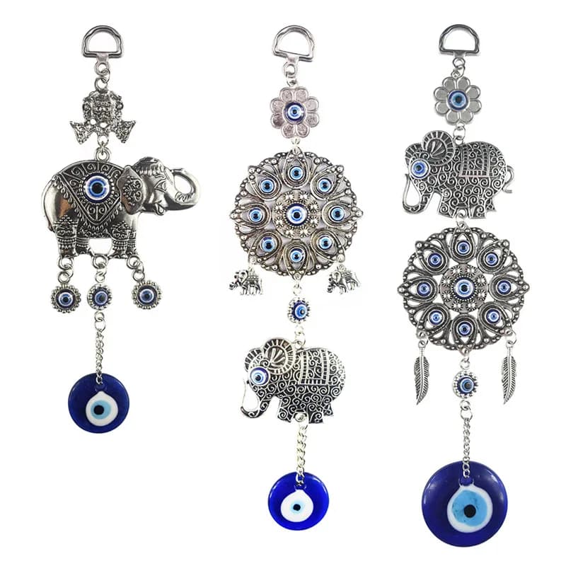 Setola turco blu malocchio fiore elefante appeso a parete pendenti pendolo amuleti portafortuna benedizione protezione Decor