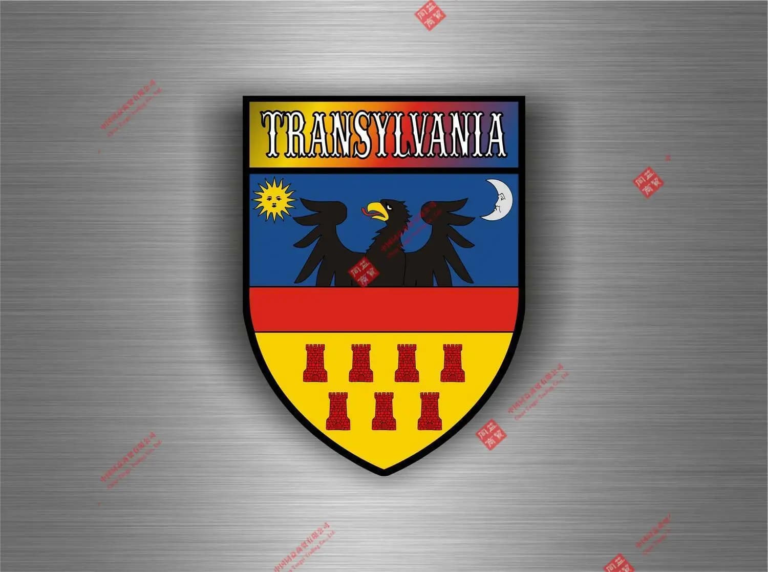 Interesting Car Sticker Transylvania Romania Flag Coat of Arms Flag Shield Car Decal Decoration Laptop