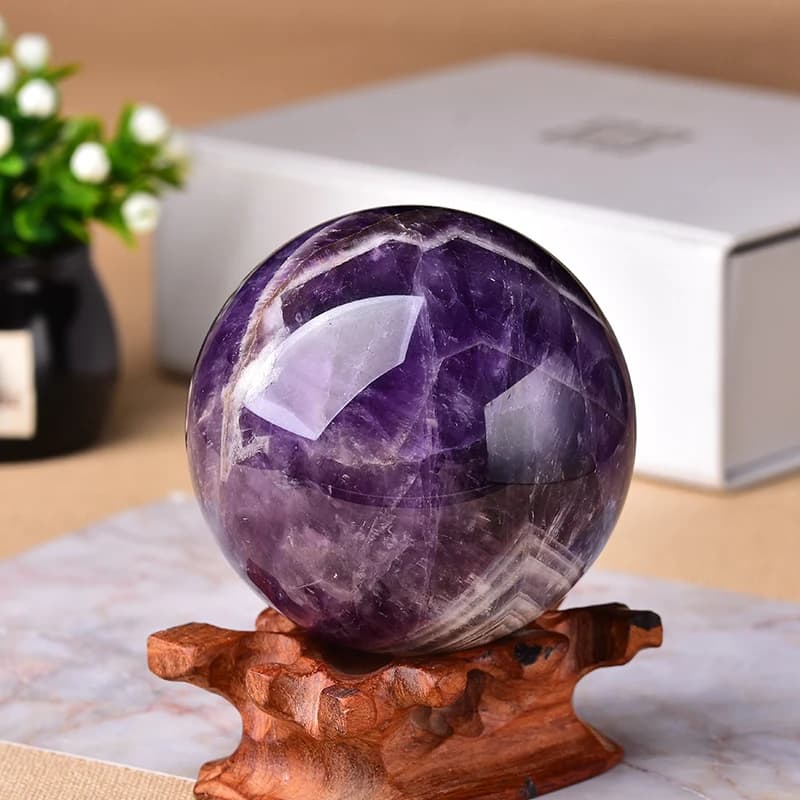 1PC Naturale Sogno Ametista Palla Lucido Globo Massaggiante Palla Reiki Pietra di Guarigione Decorazione Della Casa Regali Squisiti Souvenir Regalo