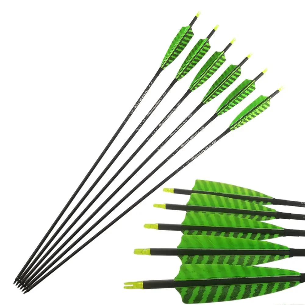 Pinals Tiro Con L'arco Frecce In Carbonio Della Colonna Vertebrale 300 340 400 500 600 100 Grano Punti Cocca Freccia per Compound Arco Ricurvo Caccia 12PCS