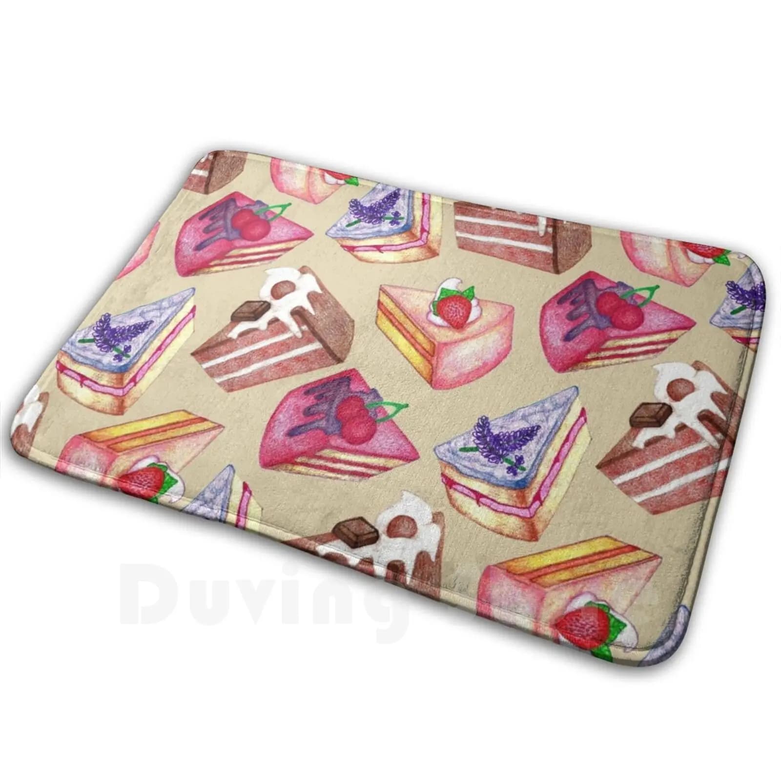 Piece Of Cake Mat Rug Carpet Anti-Slip Floor Mats Bedroom Cute Food Cakes Sweet Pink Mint Ombre Cartoon Cafe Kitchen Restaurant