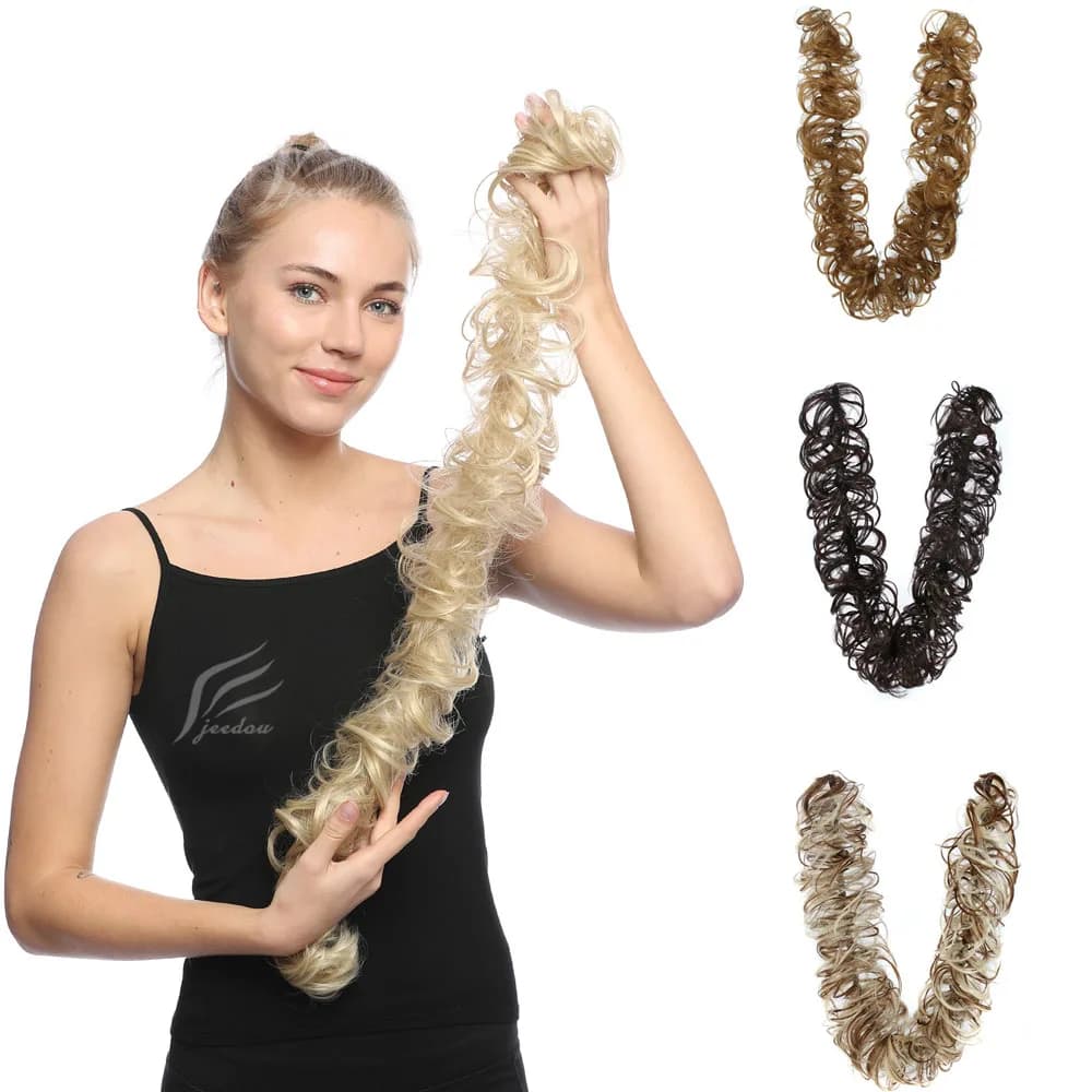 Jeedou Ricci Chignon disordered extension of synthetic hair with elastic strap fake heat-resistant fiber breasts for women