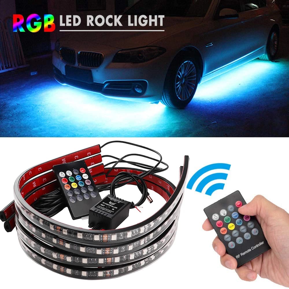 Car Underglow Flexible Strip LED RGB Underglow Decorative Atmosphere Lamp APP/Remote Control Underbody System Neon Light