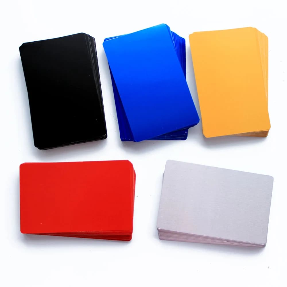 100 Pcs Metal Business Cards aluminum alloy Blanks Card for Customer Laser Engraving DIY Gift Cards 10Colors Optional