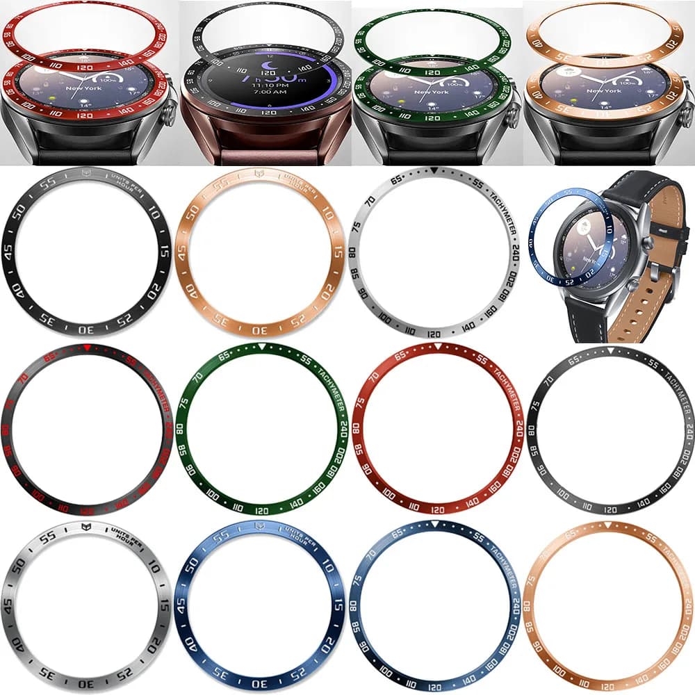 Custodie con anello con castone in acciaio Cover per Samsung Galaxy Watch 3 45mm 41mm cinturino Custodia adesiva Smartwatch Accessori per orologi con styling in metallo