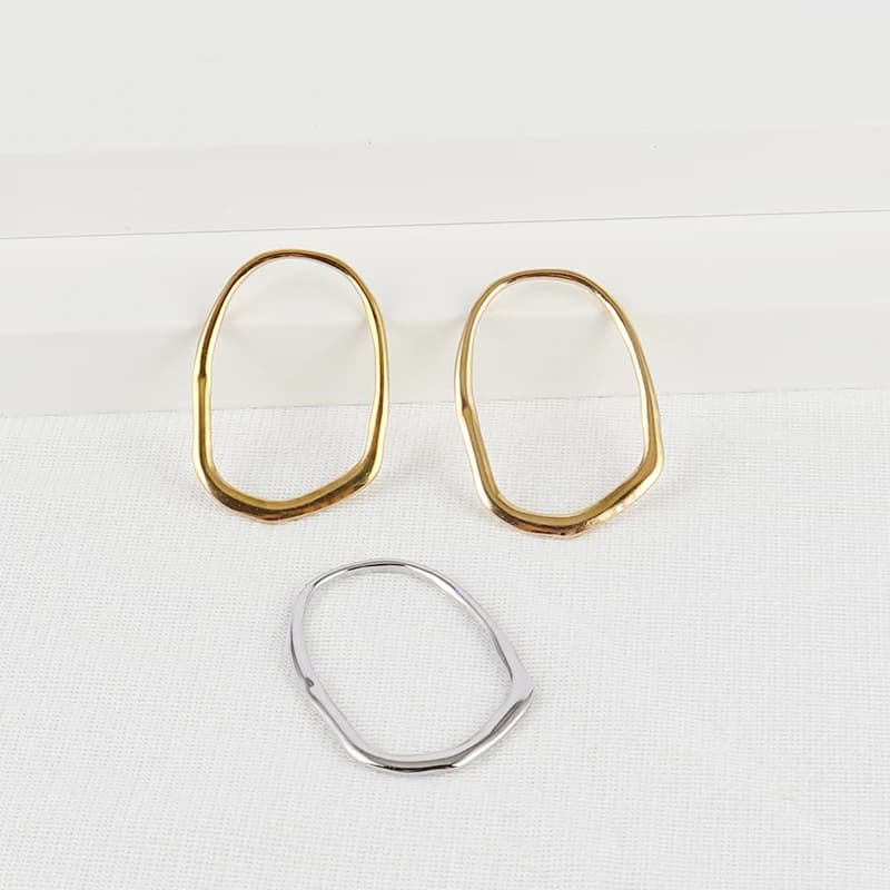 5 pezzi in acciaio inossidabile Color oro irregolare ciondolo ovale pendente lucido alto per gioielli fai da te che fanno accessori braccialetto collana