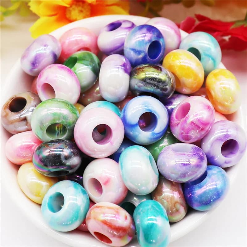 10Pcs Handmade Colorful Cloud Design Round Polished European Loose Spacer Beads 5mm Big Hole Fit DIY Crafts Jewelry Fit Bracelet