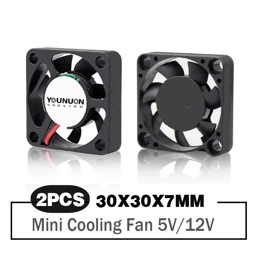 2 pieces 30mm 3cm 30x30x7mm DC 5V/12V 2pin cooling fan for Raspberry Pi cooling fan