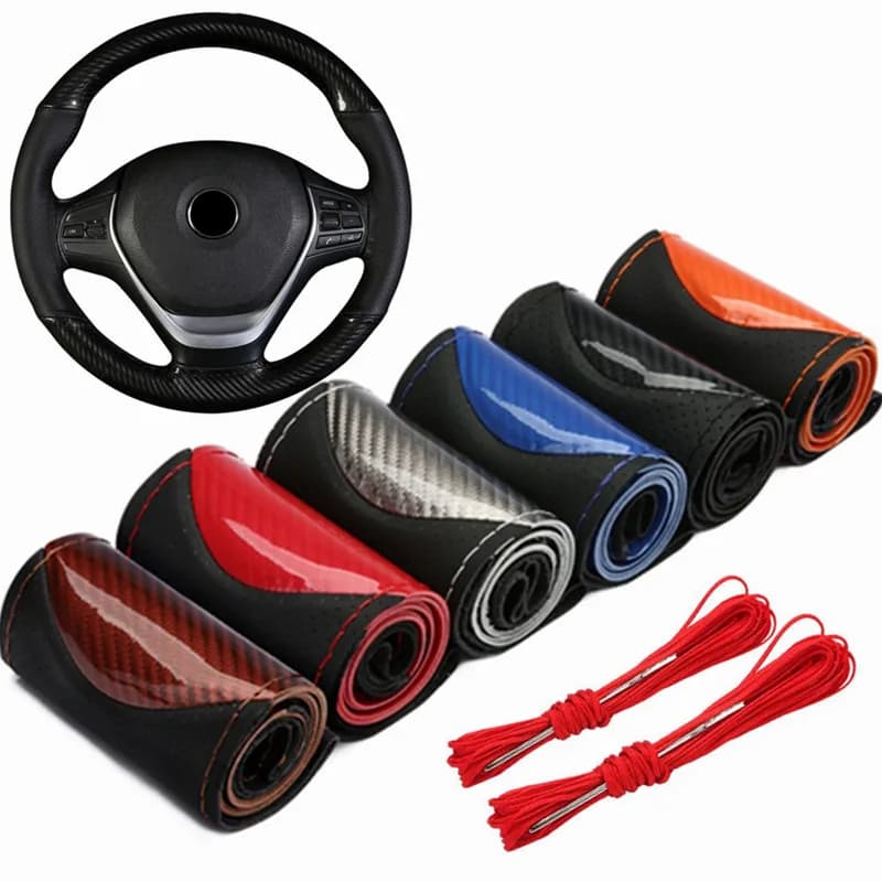 Sports Hand Sewn Carbon Fiber Coil Cover for Car Anti-slip Leather Braid for Flyer