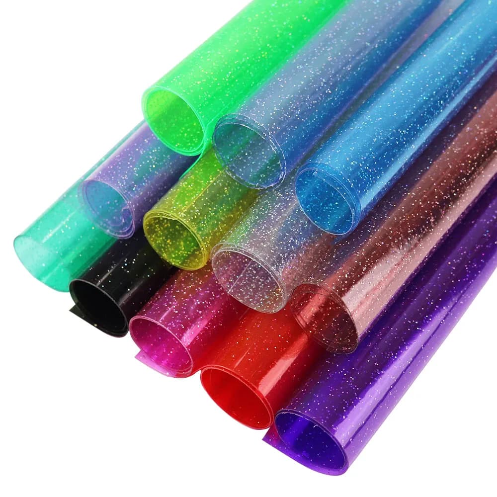 30x120 cm Trasparente Gelatina Vinile PVC Tessuto Con Polvere Glitter Pelle Per Borse Archi Decorazione Della Casa FAI DA TE BH049