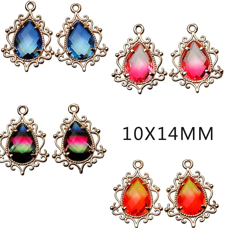 4 pendenti con ciondoli con strass in cristallo placcato oro 18 carati per orecchini fai da te che realizzano materiali per accessori con ciondoli per collane