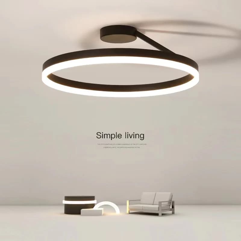 Plafoniera moderna a LED in bianco e nero, anello luminoso in acrilico, camera da letto, sala da pranzo, soggiorno, luminosità, lampada a sospensione minimalista