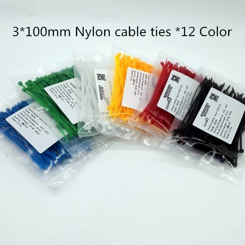 100pcs 3*100mm Width 2.5mm Colorful Factory Standard Self-locking Plastic Nylon Cable Ties,Wire Zip Tie