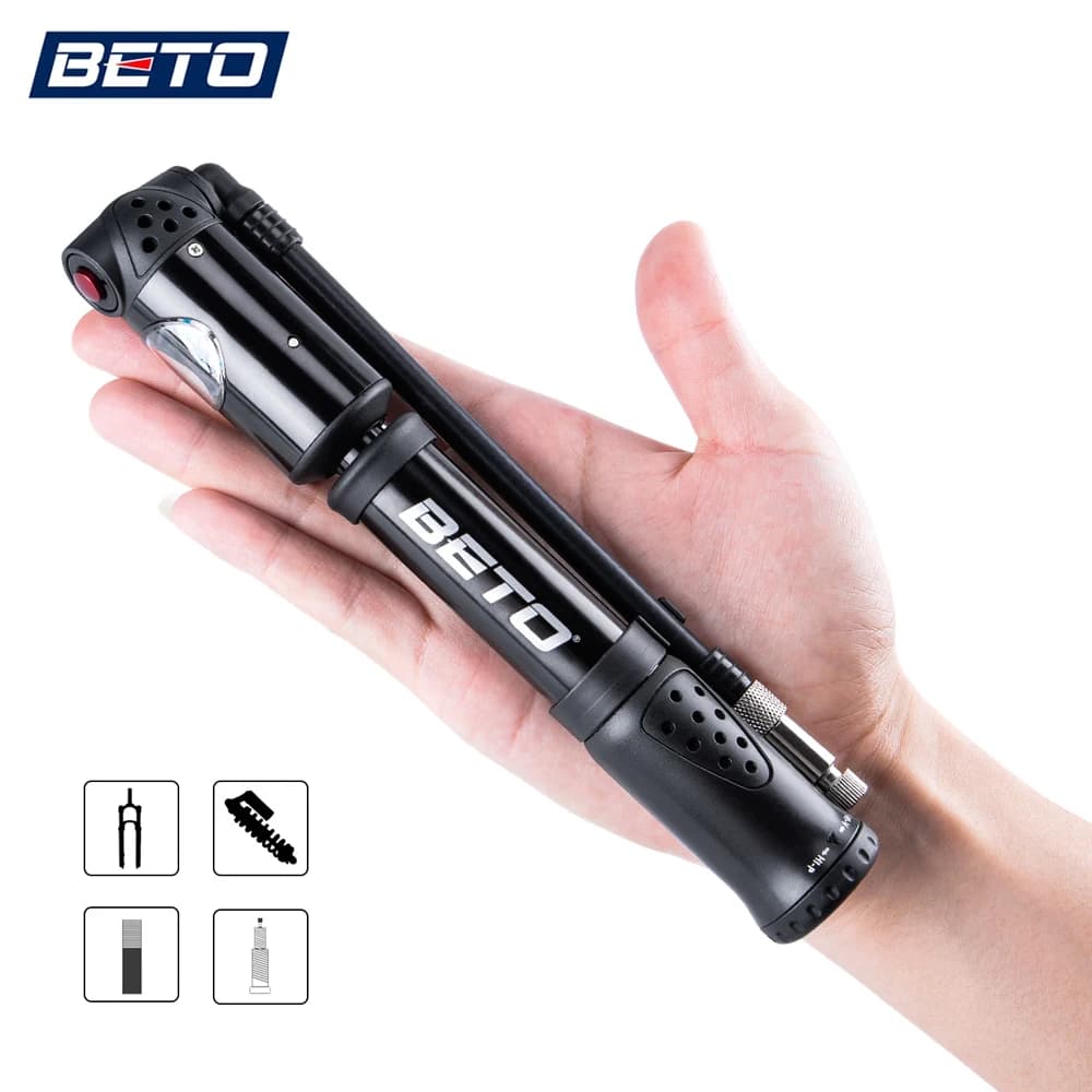 BETO forcella ammortizzatore per pneumatici pompe per biciclette calibro 300psi Mini pompa a mano per bicicletta Schrader Presta adattatore tubo flessibile pompa per bici gonfiatore ad aria