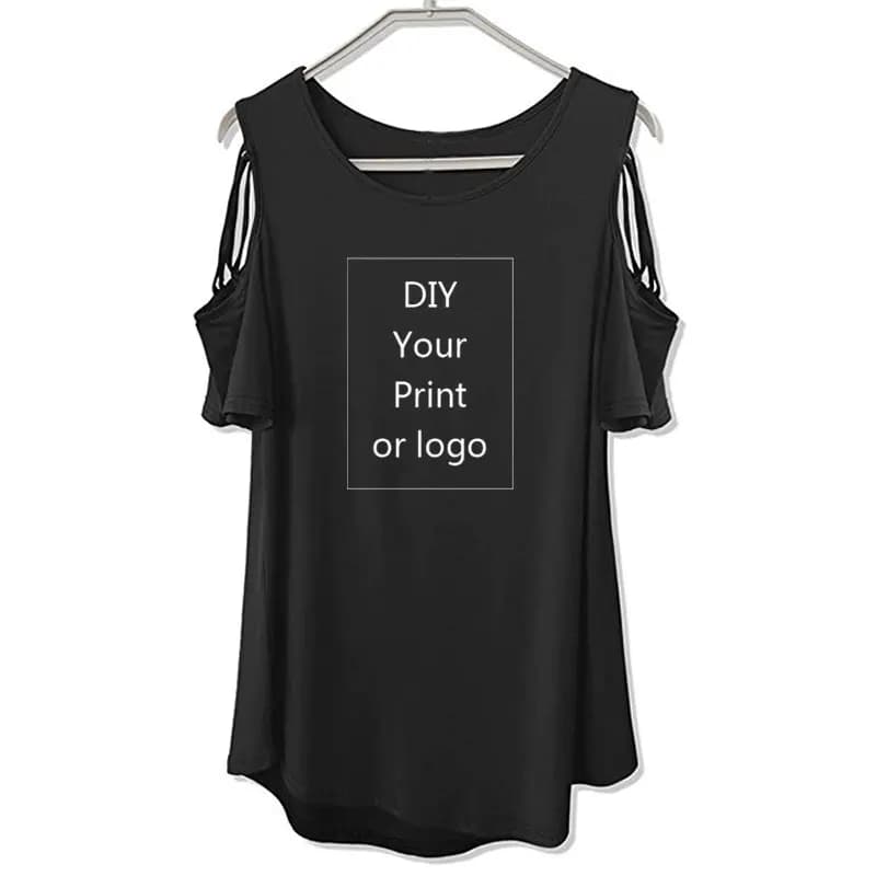 Maglietta con stampa personalizzata per le donne fai da te la tua foto o Logo Top T-Shirt manica corta donna Top con spalle scoperte T-Shirt vuota