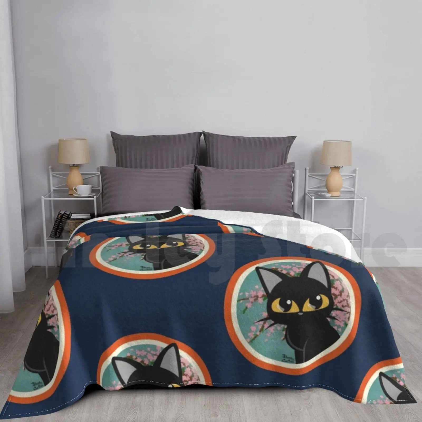 Ricordi Di Coperta Di Ciliegio Moda Animali Personalizzati Gatto Gattino Gatto Nero Fiore Sakura Ciliegio Cerotto