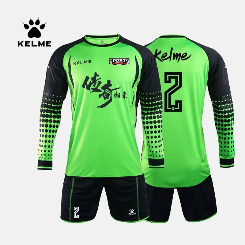 KELME Goalkeeper Jersey Soccer Custom Goaile Jerseys Mens Long Sleeve Football Uniform Shorts Sponge Protector 9161ZB1002