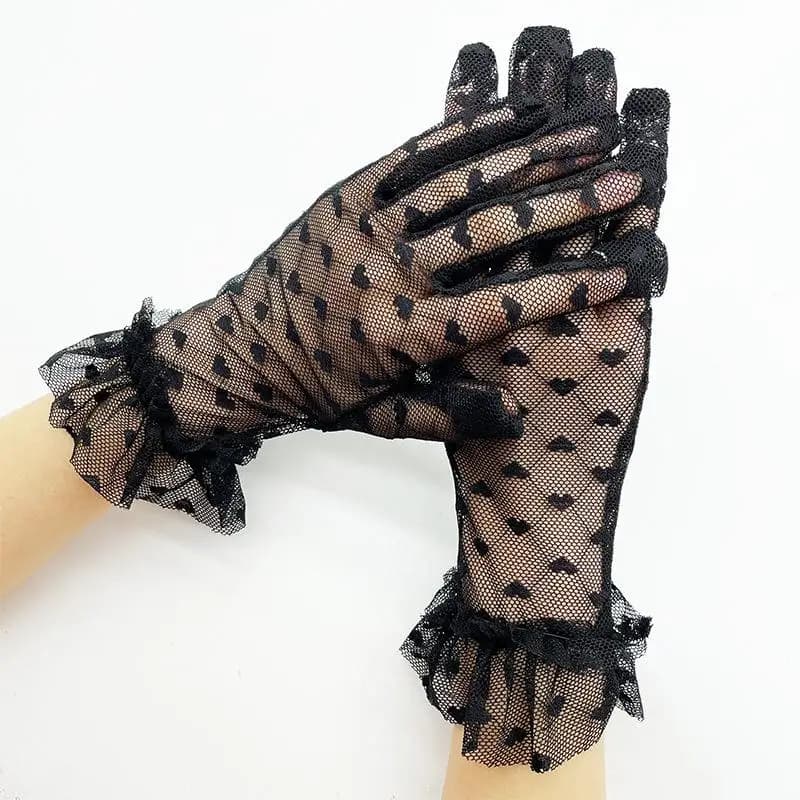 Fresh Lace Gloves Outdoor Sports Cycling Gloves With Solar Lace Protection Elasticized Heart Shape Fashionable Summer Women's Fashion