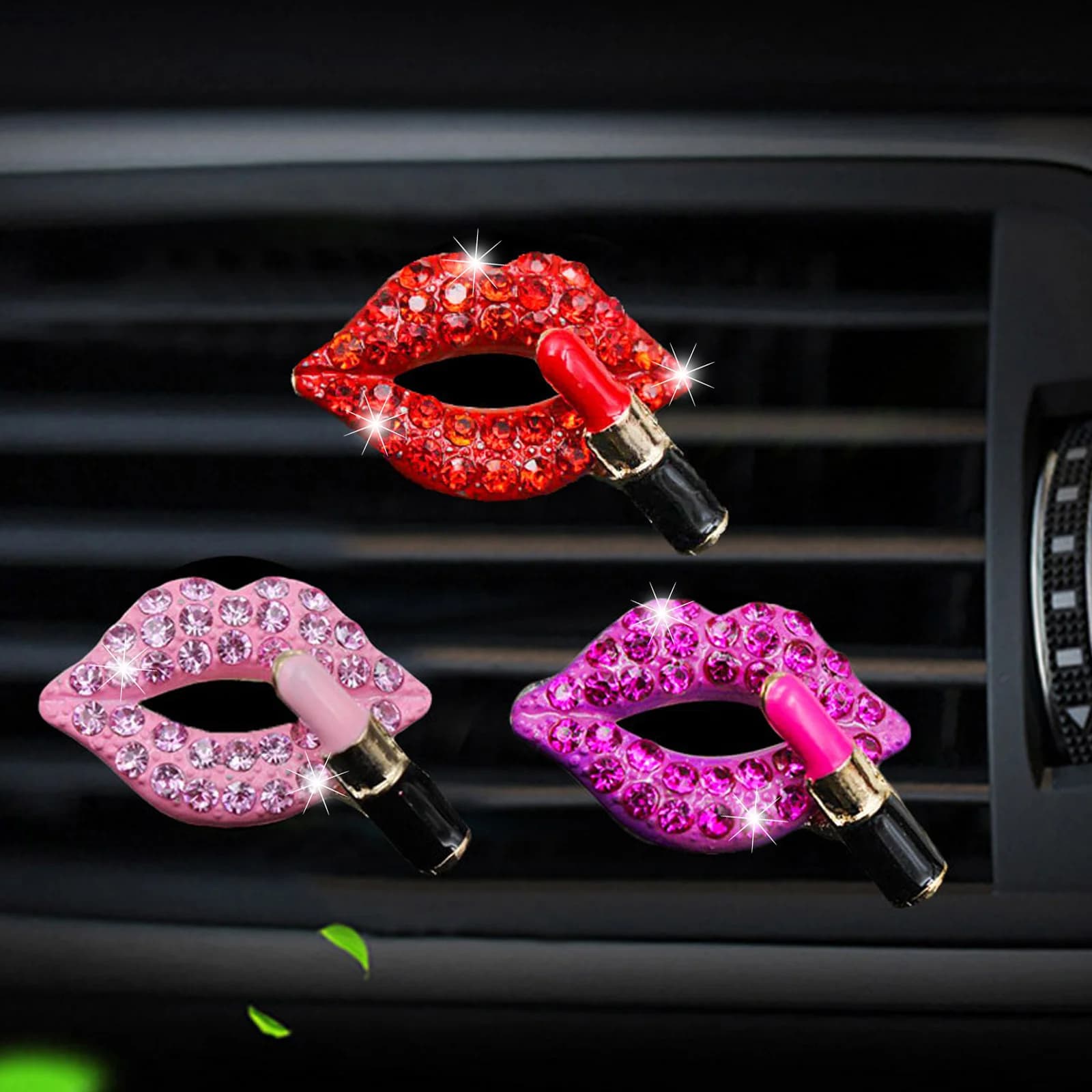 Red lips Car vent clip Bling Bling charm for car Rhinestone Air Clips for Audi A1 A3 A4 A5 A6 A7 A8 TT 80 Q3 Q5 Q7 A4L A6L