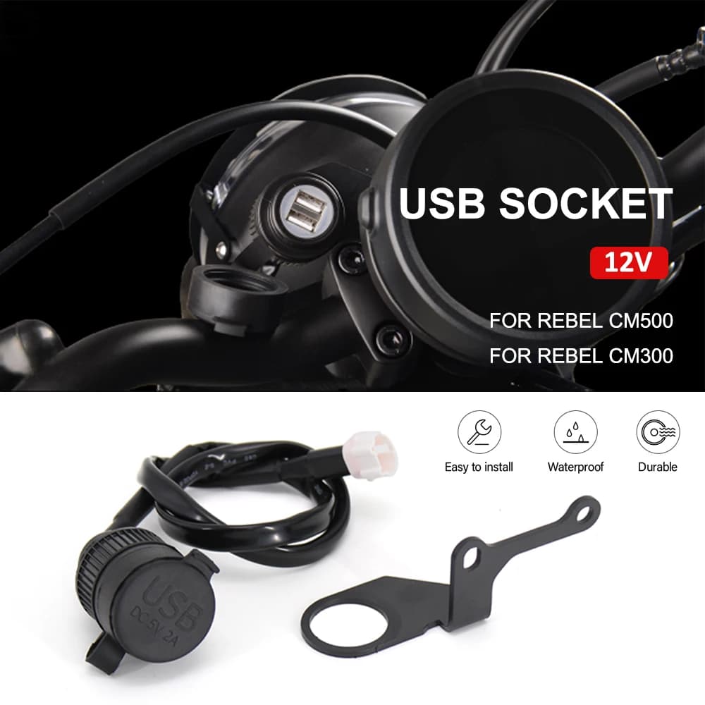 New Motorcycle Accessories for Dual USB Charger Adapter for Honda Rebel CM500 CM300 CM 500 300 cm 500 300 2020 2021 2019