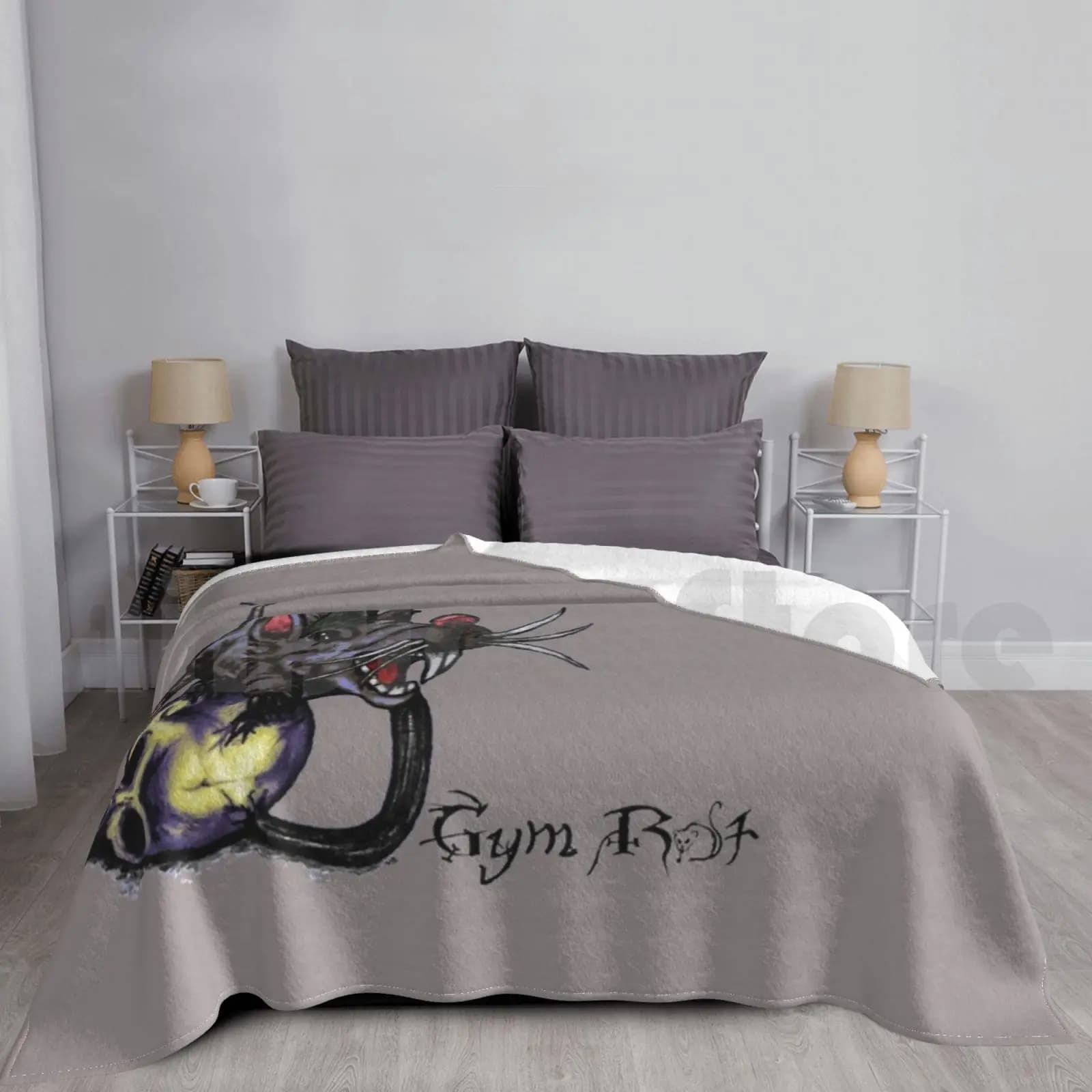 Gym Rat with Kettlebell Skull Cover For Sofa Bed Barbell Gym Rat Gym Training Powerlifter Strongman