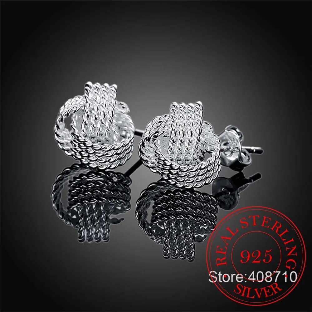 Nuovo Gioelleria Raffinata E Alla Moda 925 Sterling Silver Tennis Net Web Orecchini Della Vite Prigioniera Per Le Donne Delle Ragazze di estate 2020 di Sfera di Stile Orecchino Ear Studs