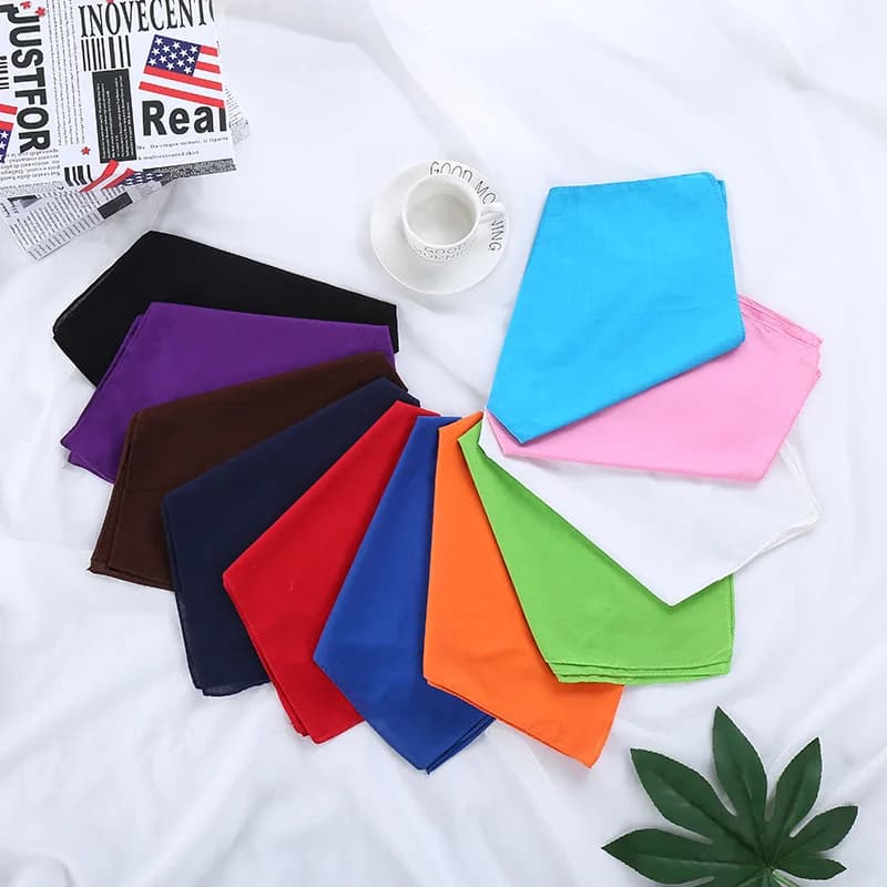 Headscarf Cotton Solid Color Red White Kerchief Lady Wild Hair Band Hip Hop Street Scarf Women Neckerchief Square Bandanas