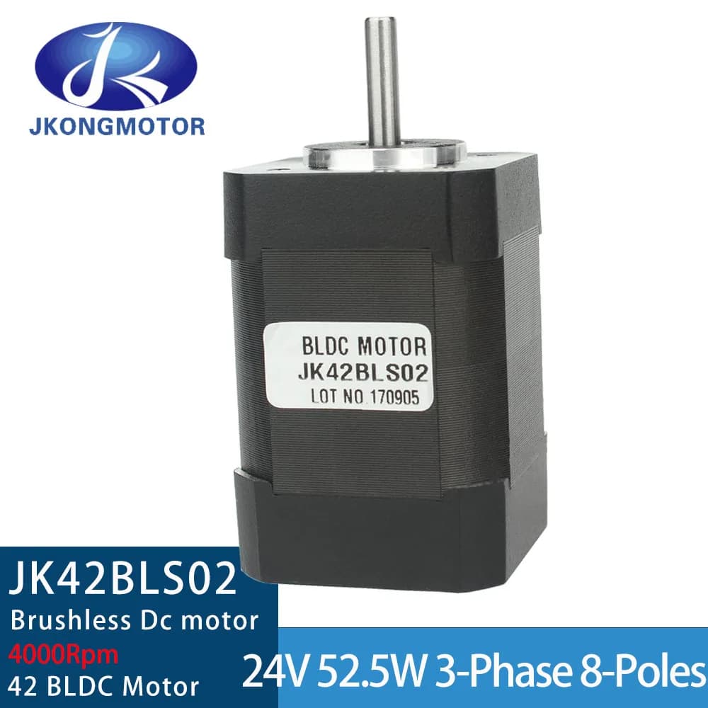 42BLS02 motore DC Brushless 4000rpm 42*42*61mm 24V 52.5W trifase 0.125N.m 8 poli 3.3A motore BLDC per stampante 3D Design fai da te