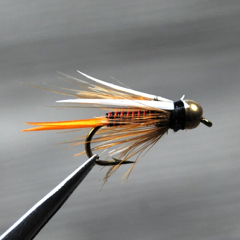 Bimo 12 pezzi 12 # Testa di perline in ottone Principe Ninfa Pesca alla trota Mosche affondamento rapido Ninfa Fly