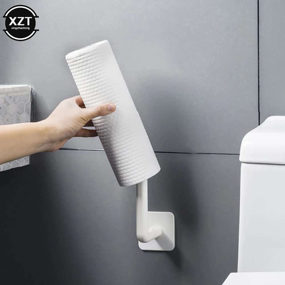 Portaoggetti per appendiabiti da cucina Accessori autoadesivi sotto l'armadio Porta rotolo di carta Porta asciugamani per bagno WC 1 pezzo