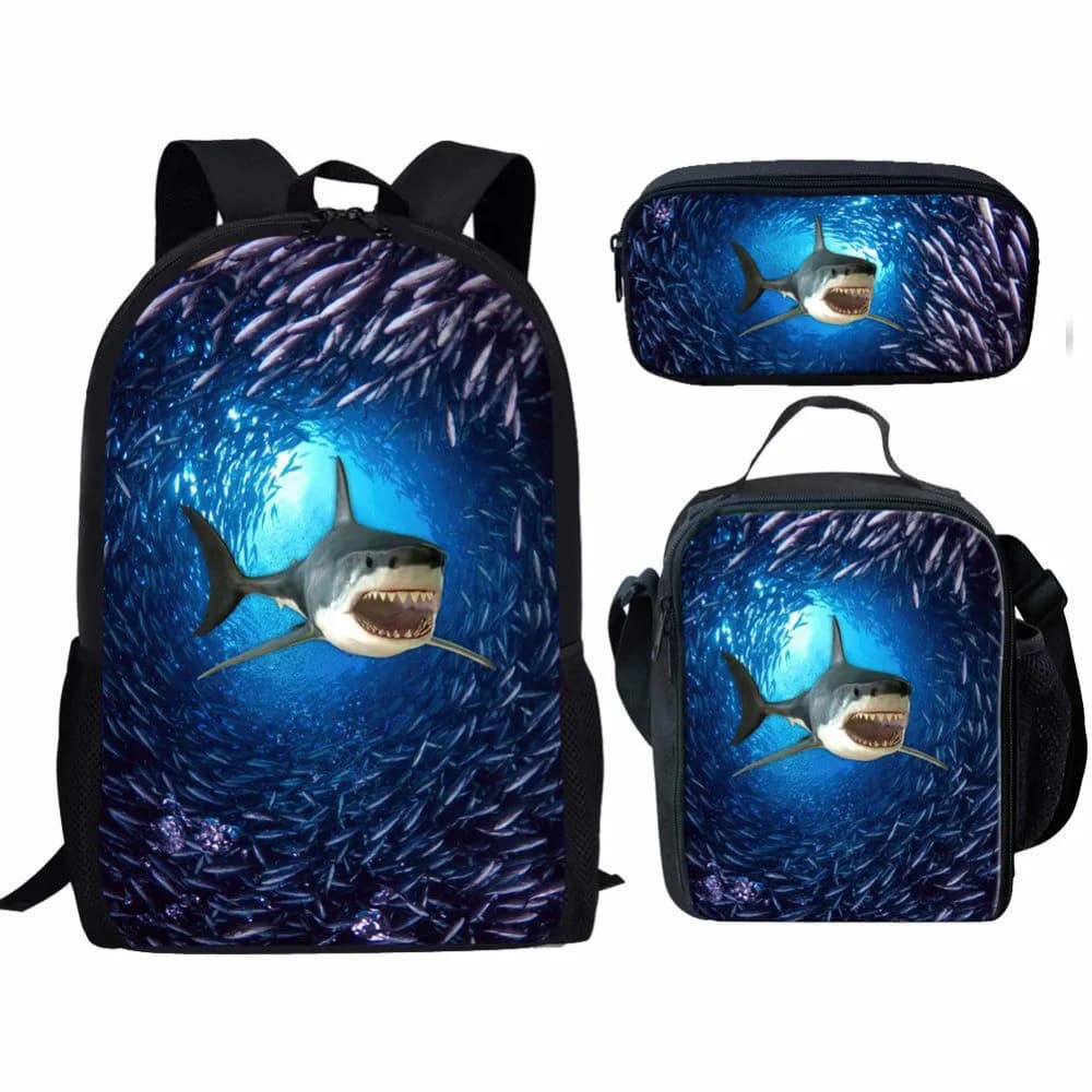 Set di borse da scuola per bambini per ragazze ragazzi Shark Dolphins zainetto zaino per scuola primaria per bambini Satchel Mochila