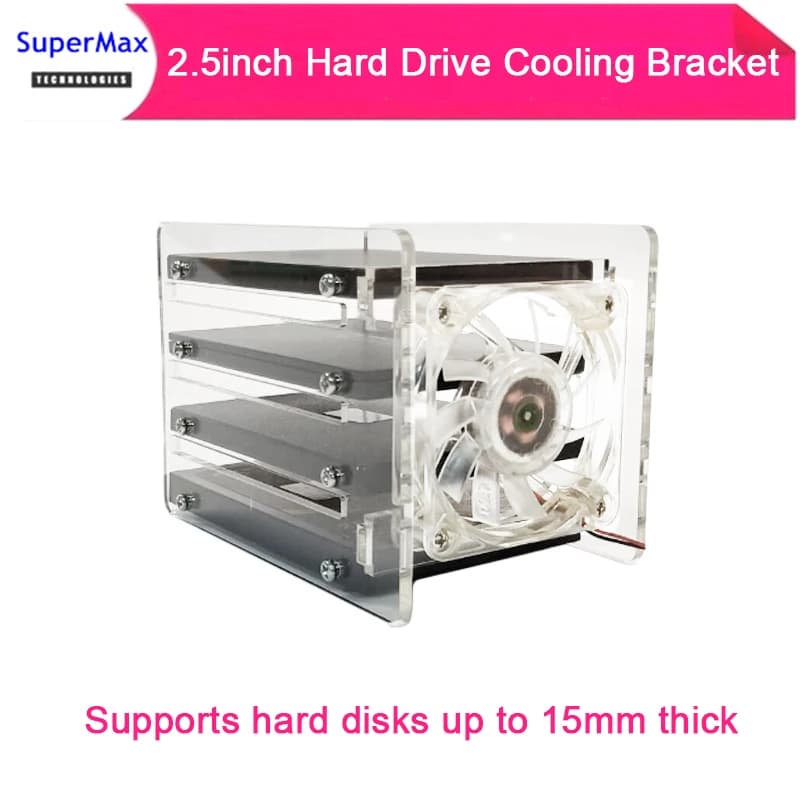 Staffa di raffreddamento per disco rigido da 2,5 pollici trasparente multi-disco impilabile disco rigido mobile esterno DIY15mm di spessore SSD HDD