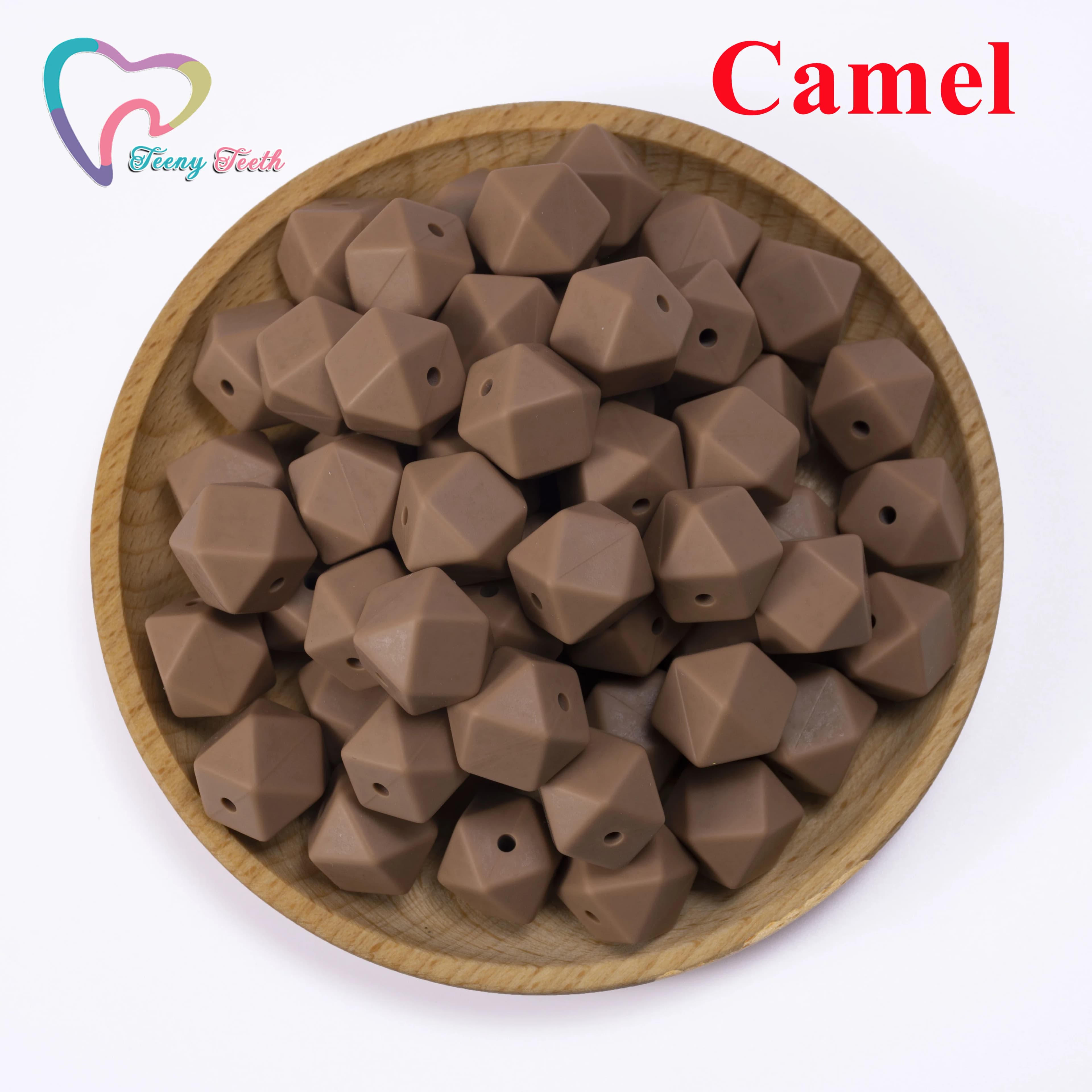 Teeny Teeth 10 PZ 14-17 MM Cammello Perline per bambini Accessori Perline esagonali in silicone Gioielli per bambini Perline geometriche per allattamento