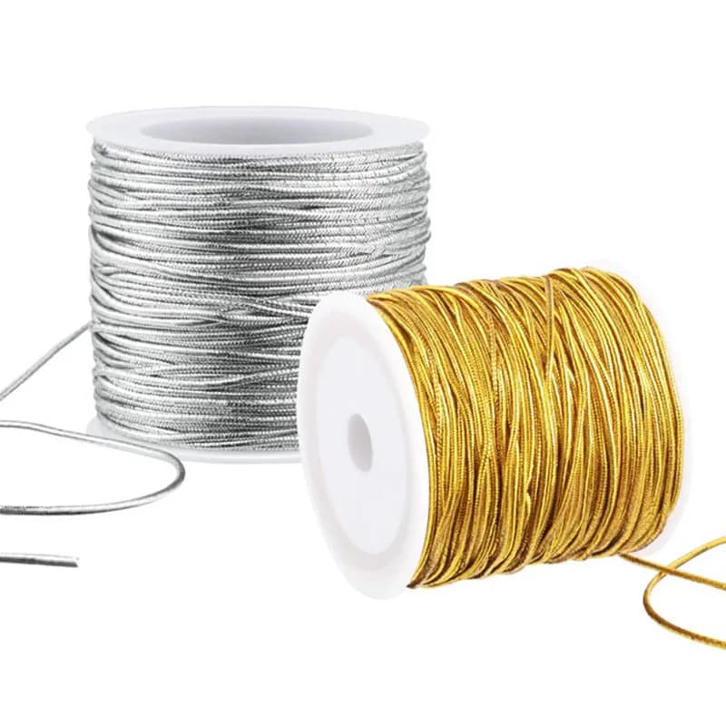 20 Meters/Rotole Gold Silver Elastic Cable Round High Elastic Metallic Tinsel Corda For Christmas FAI DA TE Packing Crafts Clothing Tags