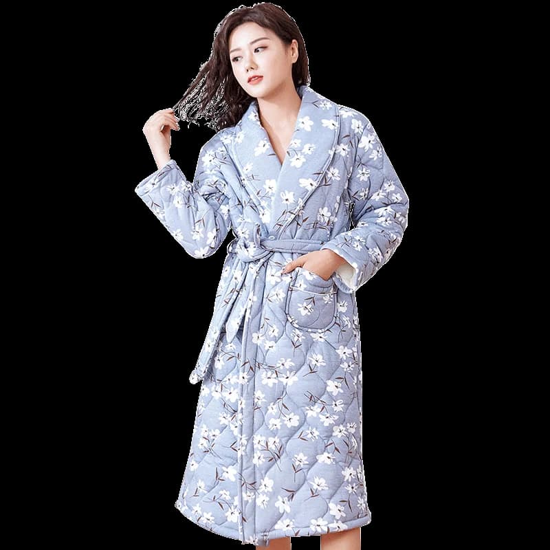 Peignoir Homme Women's Dress Winter Warm Cotton Quilted Bathrobe Women's Shirt Nightwear Women's Clothing For Home
