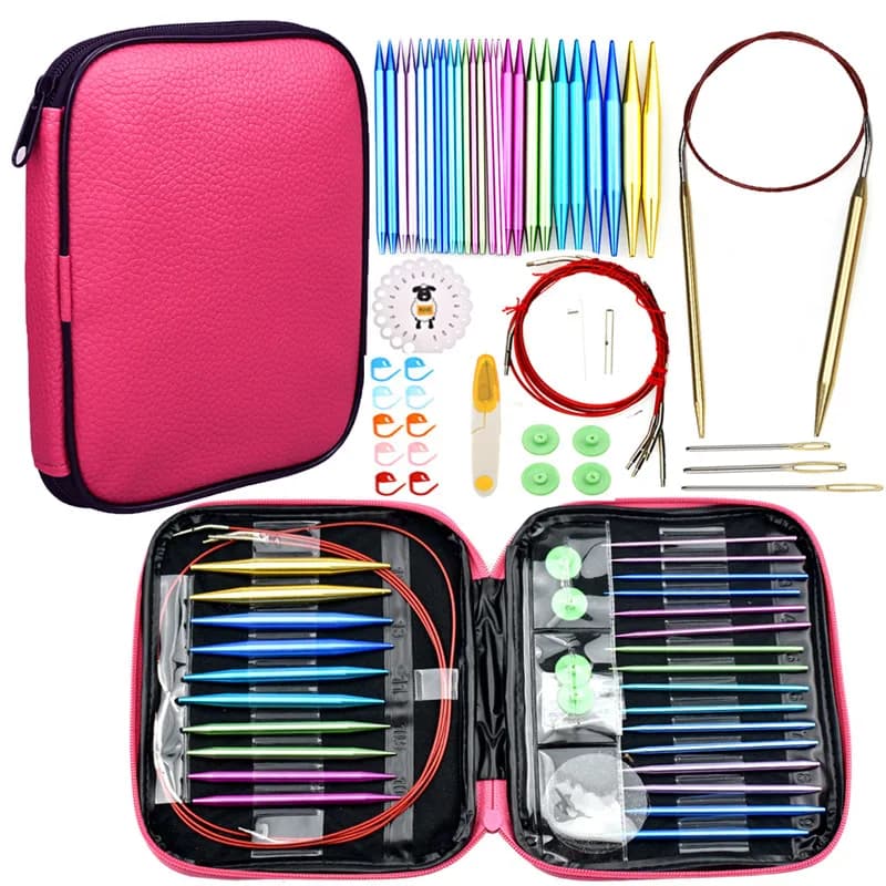 Aluminum or Bamboo Circular Knitting Needles Set Crochet Hooks