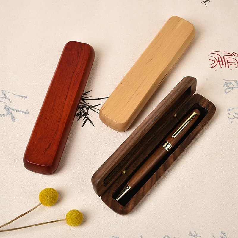 Natural wooden pen box Rosewood series customizable LOGO luxury calligraphy wooden ballpoint pen pen box set