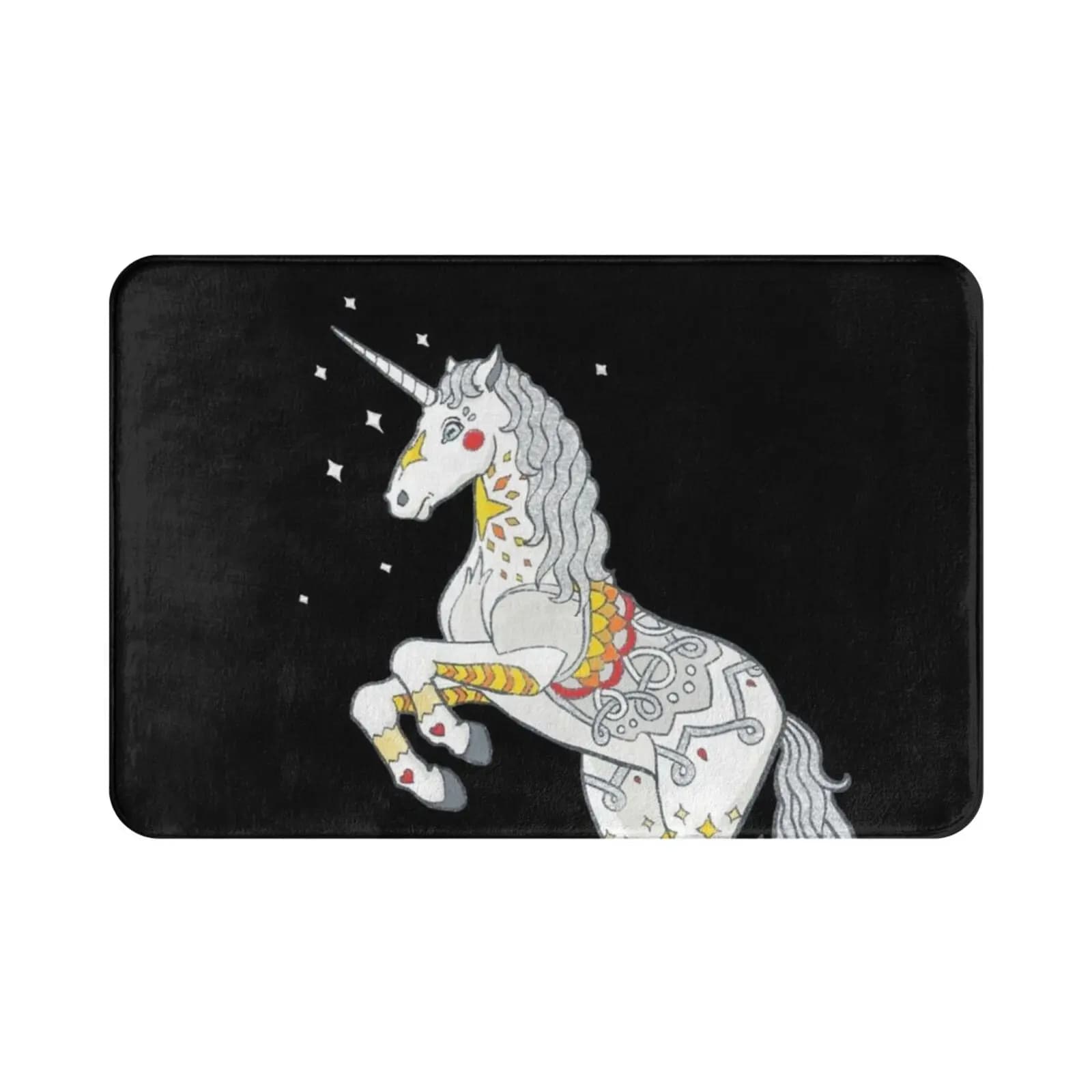Mandala Unicorno Tappeto Tappetino Tappeto Cuscino Morbido Antiscivolo Corno di Unicorno Cavallo Glitter Scintillante Scintillante Lucido Lucido