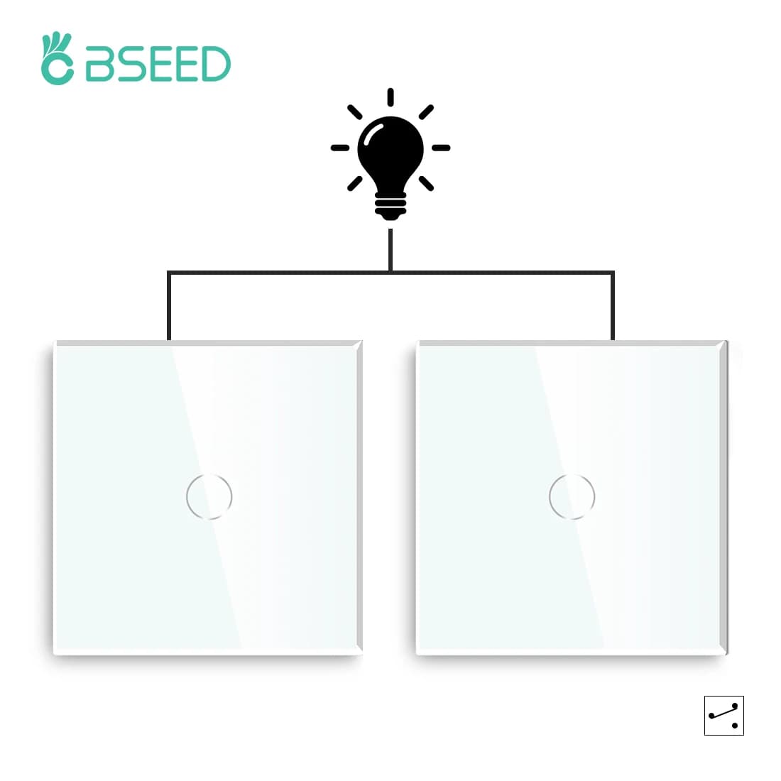 Bseed 1 Gang 2 Vie Intermedio Interruttore per scale EU Master Slave Light Touch Switch Bianco Grigio Pannello in cristallo di vetro Miglioramento della casa