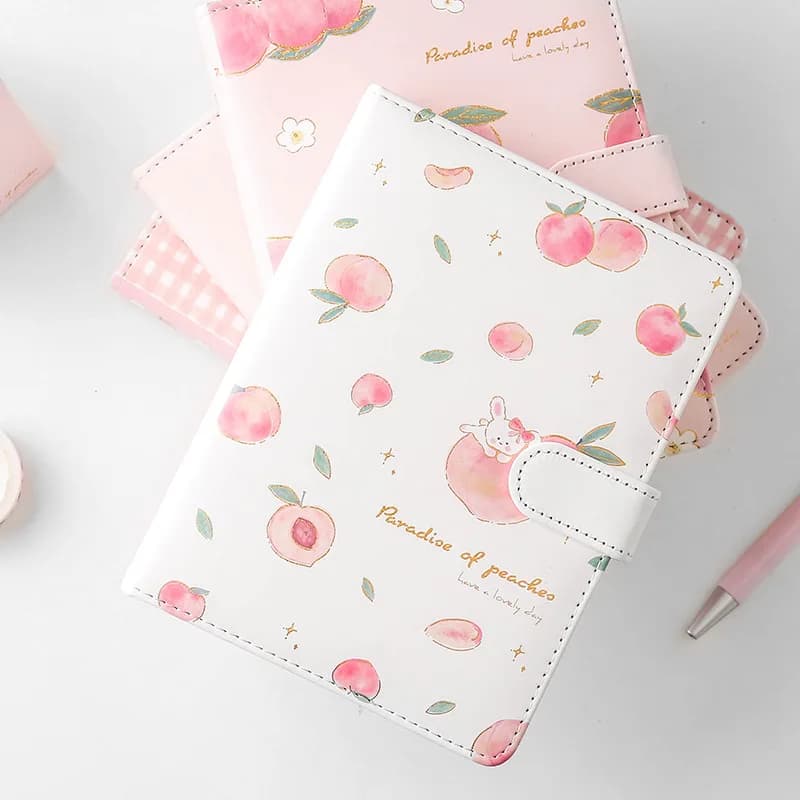 Diario di pesca rosa Kawaii simpatico pianificatore libro per studenti copertina in PU Agenda magnetica pagina interna colorata riviste quaderni di cancelleria
